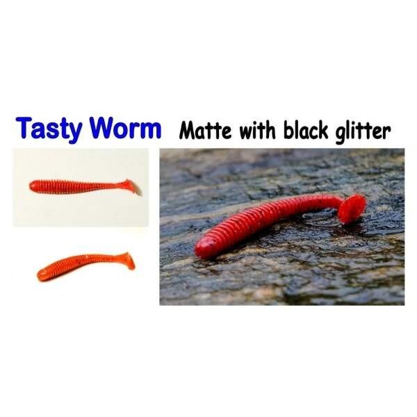 Sharpfishes Tasty Worm 5cm Matte Red With Black Glitter