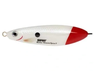 Rapala Rattlin´ Minnow Spoon 8cm Pearl White Red Tail Potápivý