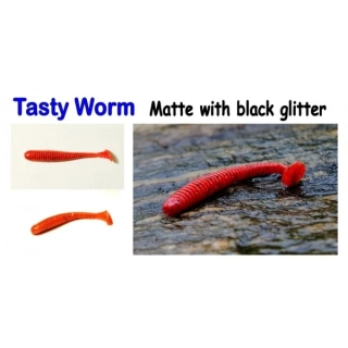 Sharpfishes Tasty Worm 5cm Matte Red With Black Glitter