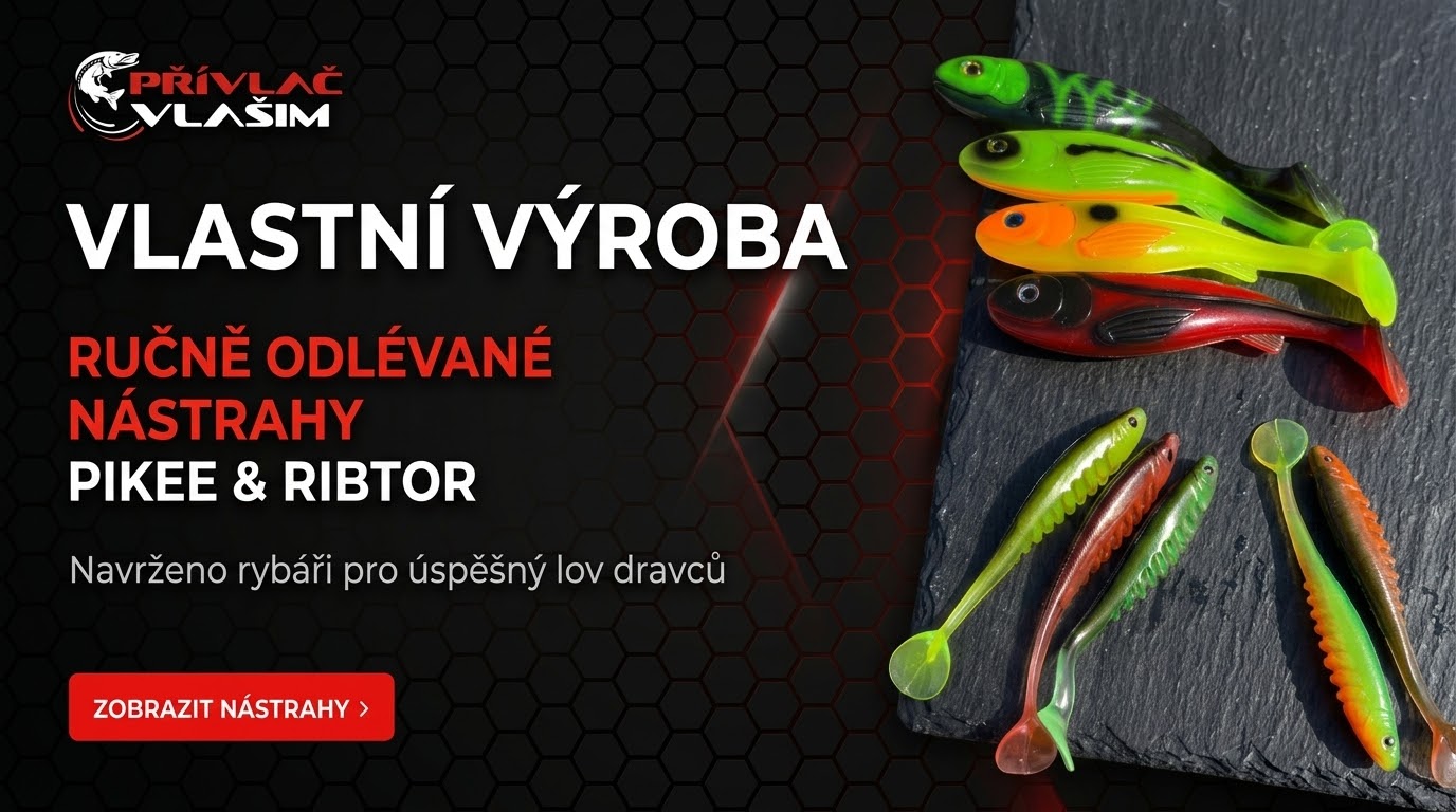 Banner ukazující nabídku námi vyráběných gumových nástrah Pikee a Ribtor